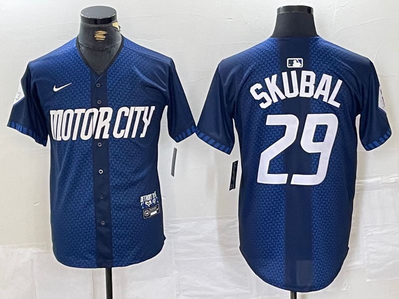 Men Detroit Tigers #29 Skubal Blue City Edition Nike 2024 MLB Jersey style 1->dallas cowboys->NFL Jersey